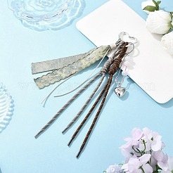 ハートccbプラスチック＆ポリエステルロープペンダント装飾  アルミロックカラビナ留め具付き  カラフル  280mm&nbsp;HJEW-JM04425