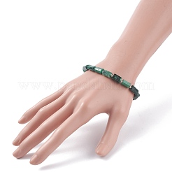 天然エメラルド コラム ビーズ ストレッチ ブレスレット  女性のためのアクセサリー用原石のアクセサリー  内径：2-1/8インチ（5.4cm）&nbsp;BJEW-JB07902