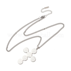 Religion 304 Stainless Steel Saint Benedict Cross Pendant Twisted Chain Necklaces for Men Women&nbsp;NJEW-Z119-02P