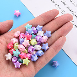 不透明なアクリルビーズ  染め  ABカラー  多面カット  スター  ミックスカラー  10x11x7mm  穴：2mm  約1350個/500g&nbsp;TACR-S153-36I