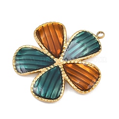 304ステンレスペンダント  エナメル  花のチャーム  ゴールドカラー  ミックスカラー  34x31.5x3mm  穴：2.2mm&nbsp;X-STAS-H249-04G-02