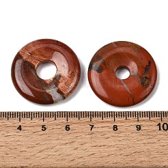 天然石レッドジャスパーペンダント  ドーナツ/円盤チャーム  30x6mm  穴：8mm&nbsp;G-A320-01A-05