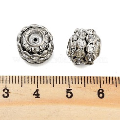 ラックメッキ真鍮クリスタルラインストーンビーズ  ロンデル  カドミウムフリー＆鉛フリー  プラチナ  11.5x9mm  穴：1mm&nbsp;KK-S379-28P