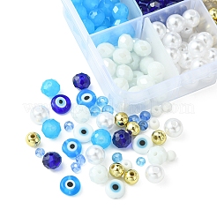 DIY イーブルアイ ランプワーク & ガラスビーズ ブレスレット ジュエリー作成キット  ミックスカラー  4~8x0.8~8mm  穴：1~2.3mm&nbsp;DIY-FS0007-43