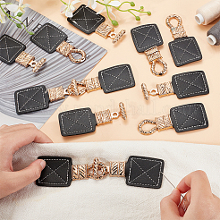 6 個の PU レザートグルバックル  合金パーツ  バッグセータージャケットコート用  DIYの縫製アクセサリー工芸品  ブラック  153x36x5mm&nbsp;FIND-FG0002-72