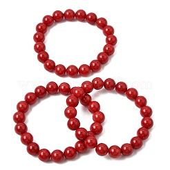 10MM Natural Dyed White Jade Round Beaded Stretch Bracelets for Women&nbsp;GG-CBA3F02-12B
