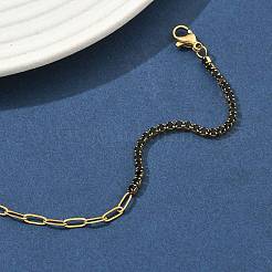 304 Stainless Steel Paperclip Chain & Rhinestone Cup Chains  Bracelets for Women&nbsp;BJEW-D456-06G-02