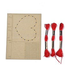 子供のためのDIYストリングアートキットの芸術品と工芸品  木製のステンシルと羊毛糸を含む  ハート柄  16x21x0.3cm&nbsp;DIY-P014-B04