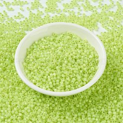 MIYUKIラウンドロカイユビーズ  日本製シードビーズ  8/0  （rr675)シルバーラインシャルトルーズオパール  3mm  穴：1mm  約19000~20500個/ポンド&nbsp;SEED-G008-RR0675