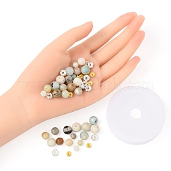 Natural Flower Amazonite Beads Bracelet DIY Making Kit&nbsp;DIY-FS0002-06