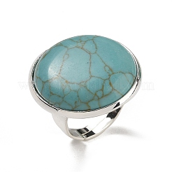 Synthetic Turquoise Round Adjustable Rings&nbsp;RJEW-K371-09S-16