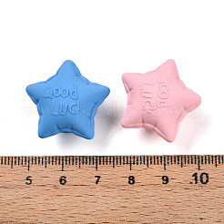 ラバー加工アクリルビーズ  単語幸運と星  ミックスカラー  23x24.5x16.5mm  穴：2.2mm&nbsp;SACR-N018-15