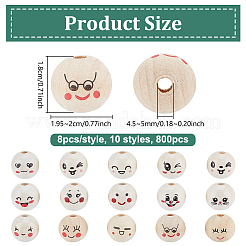 120Pcs 15 Styles Printed Wood European Beads&nbsp;WOOD-UN0001-22C