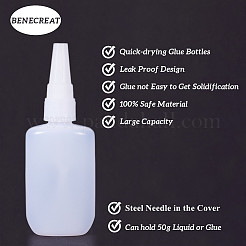 プラスチック接着剤ボトルセット  ボトルキャップスルーホール  透明な漏斗ホッパー付き  ホワイト  13.1cm  容量：50g  10個/セット&nbsp;DIY-BC0002-42