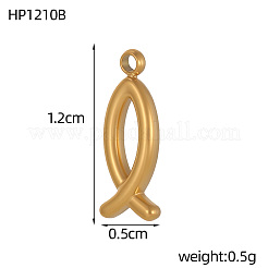 304ステンレススチールチャーム  イクシス  イオンプレーティング（ip）  18KGP本金メッキ  12x5mm&nbsp;STAS-OY007-17G