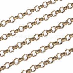 アイアン製ローロチェーン  ベルチャーチェーン  溶接されていない  アンティークブロンズ  6x2mm&nbsp;CH-UK0001-02AB