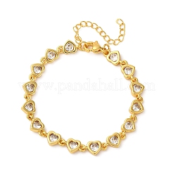 Brass Micro Pave Clear Cubic Zirconia Link Bracelets for Women&nbsp;BJEW-D342-02G