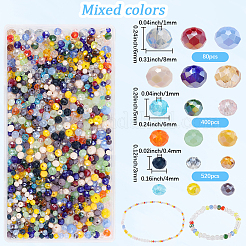 ガラスビーズ  多面カット  ロンデル  ミックスカラー  4~8x3~6mm  穴：0.4~1mm  1000個/セット&nbsp;EGLA-SC0001-46
