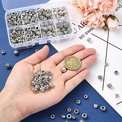 キットを作るDIYブレスレット  チベットスタイルの合金ビーズを含む  変色しないステンレス製のはさみと伸縮性のあるクリスタル糸  アンティークシルバー  8.5x7mm  穴：1.6mm  20pc&nbsp;DIY-YW0010-52