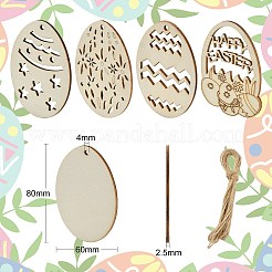 5 Sets 5 Styles DIY Easter Egg Shape Wood Pendant Decorations&nbsp;DIY-CJ0002-18