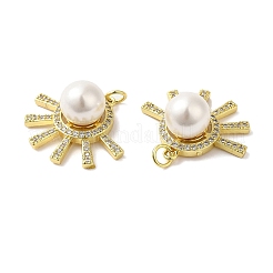 Rack Plating Brass Micro Pave Cubic Zirconia Pendants&nbsp;KK-F854-06G