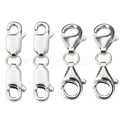 4 Sets 2 Styles Double 925 Sterling Silver Lobster Claw Clasps&nbsp;FIND-TA0002-22
