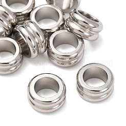 変色防止コラム304ステンレススチールビーズ  大きな穴のついたビーズ  ステンレス鋼色  10x5mm  穴：6mm&nbsp;STAS-N044-05