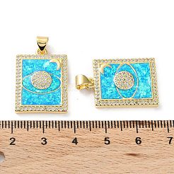 Rack Plating Brass Micro Pave Cubic Zirconia Eye Pendants&nbsp;KK-C041-19G