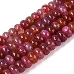 天然石瑪瑙ビーズ連売り  滑らかなロンデル  染め  サンゴ  10~10.5x5.5~6mm  穴：0.7~1.2mm  約61~69個/連  14.37~15.55インチ（36.5~39.5cm）&nbsp;G-Q613-01E-07