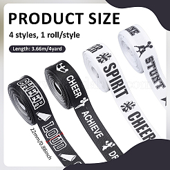 4ロール4種類のポリエステルリボン  言葉  ギフト装飾用  ミックスカラー  7/8インチ（22mm）  約5.00ヤード（4.57m）/セット  1ロール/スタイル&nbsp;OCOR-WH0077-132