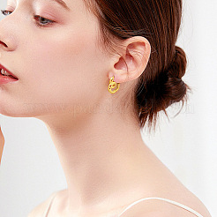 女性用304ステンレスフープピアス  ハート  18KGP本金メッキ  25x22mm&nbsp;NS6232-1
