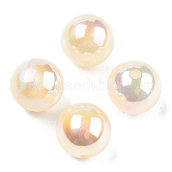 ABSプラスチックパール調ビーズ  ABカラーメッキ  ラウンド  湯通しアーモンド  12mm  穴：1.8mm&nbsp;PACR-N013-01B-04
