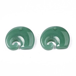 ジェイド風ガラスチャーム  象  シーグリーン  16x18.5x4.5mm  穴：1.2~1.4mm&nbsp;GLAA-S054-32A