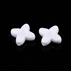 不透明なアクリルビーズ  花  ホワイト  17x17x6mm  穴：1.8mm  約738個/500g&nbsp;OACR-N137-68