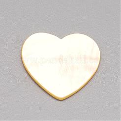 パールシェルカボションのナチュラルホワイトシェルマザー  ハート  貝殻色  19~20x20x1~2mm&nbsp;SSHEL-R041-53