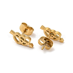 女性用ゴールド 304 ステンレス スタッド イヤリング  ハート  5x12mm&nbsp;LS-EJEW-E294-01G-02