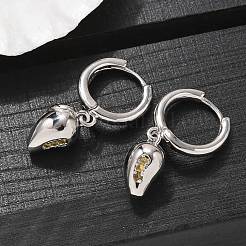 Brass Cubic Zirconia Hoop Earrings&nbsp;EJEW-Q015-01P-F