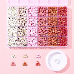 文字付きフラットラウンドDIYアクリルビーズブレスレット作成キット  ミックスカラー  6.5~7x3.5~4mm  穴：1.6mm  3600G /約500g&nbsp;DIY-FS0008-90