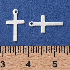 真鍮チャーム  カドミウムフリー＆鉛フリー  クロスチャーム  925銀メッキ  13.5x7x0.5mm  穴：0.8mm&nbsp;KK-F880-05S-03