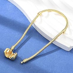 真鍮製スネークチェーンリンクブレスレット（男性用、女性用）  18KGP本金メッキ  7-1/2x1/8インチ（19x0.4cm）&nbsp;BJEW-G736-06G