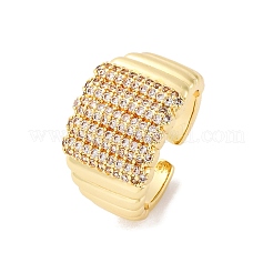 Brass Micro Pave Clear Cubic Zirconia Cuff Rings for Women&nbsp;RJEW-U043-18G