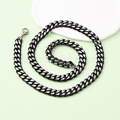 10mm 304ステンレススチール製キューバンリンクチェーンネックレス  ブラック  24.02インチ（61cm）&nbsp;NJEW-C099-04A-02