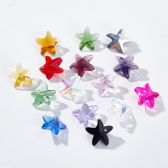 90個15色ファセットガラスチャーム  ヒトデ  ミックスカラー  14x15x7mm  穴：1.4mm  6個/カラー&nbsp;GLAA-PH0008-26