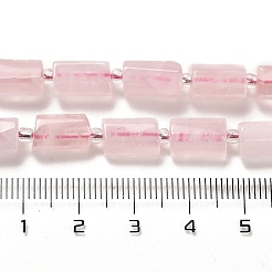天然石ローズクォーツビーズ連売り  シードビーズで  多面カット  コラム  8.5~11x5.5~6.5mm  穴：1mm  約14~15個/連  7.48''（19センチメートル）&nbsp;G-N327-06-17