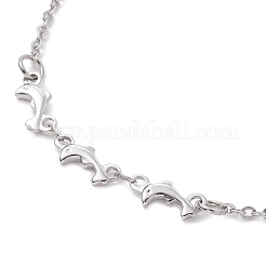 Tarnish Resistant 304 Stainless Steel Dolphin Link Anklets with Cable Chains&nbsp;AJEW-AN00569