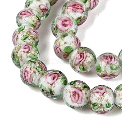 Luminous Handmade Lampwork & Glitter Powder Beads Strands&nbsp;LAMP-Q041-01E