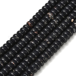 合成インペリアルジャスパービーズ連売り  ロンデル  染め  ブラック  4x2mm  穴：0.9mm  約160~162個/連  14.96~15.16インチ（38~38.5cm）&nbsp;G-Z110-B04-2x4mm-04