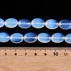 オパールビーズ連売り  フラットオーバル  14x10x5.5mm  穴：1.2mm  約28個/連  15.55''（39.5センチメートル）&nbsp;G-M206-44