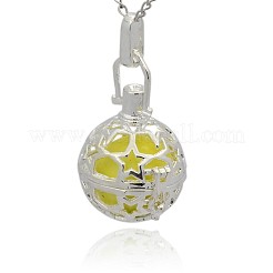 Silver Color Plated Brass Hollow Round Cage Pendants&nbsp;KK-J226-01S