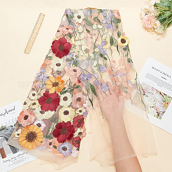 エスニック スタイル刺繍花ポリエステル チュール レース生地  服飾材料  カラフル  125~145x0.08cm&nbsp;DIY-WH0399-58